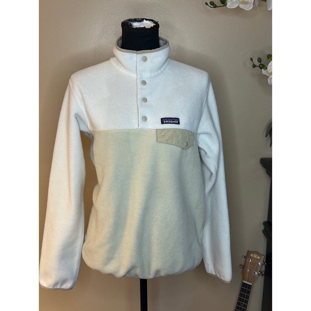 Patagonia Synchilla Snap-T Fleece Pullover Cream Tan Colorblock Small